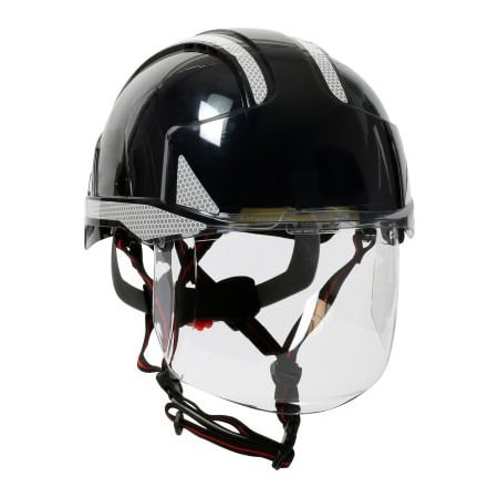 Pip Evo Vista Ascend Industrial Safety Helmet, Type I, Vented, ABS Shell, Integrated Faceshield, Black 280-EVSV-CH-11SR